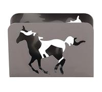 Porte-serviettes en forme de cheval en métal, support vertical incurvé, multifonction, organisateur pour décorations de table de cuisine, décoration d'art en fer pour la maison (Argent Noir)