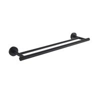 Porte-serviettes en laiton noir mat, porte-brosse de toilette, distributeur de savon, crochet pour salle de bain, double barre de serviette pour une nizing élégante