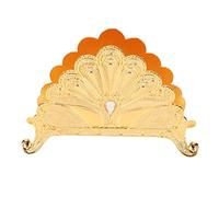 Porte-serviettes en métal classique à motif de paon en relief, support doré pour serviettes en papier, distributeur de mouchoirs de table de style européen avec finition en alliage (Or)