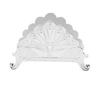 Porte-serviettes en métal classique à motif de paon en relief, support doré pour serviettes en papier, distributeur de mouchoirs de table de style européen avec finition en alliage (Argent)