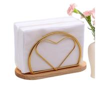 Porte-serviettes en papier antidérapant | Cœur - Distributeur de mouchoirs en métal en forme de fer, base en bois d'hévéa - Décoration moderne rustique pour bar, maison, restaurant, hôtel, café, table