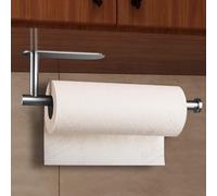 Porte-serviettes en papier autocollant ou perçage pour cuisine, nickel brossé, distributeur de rouleaux en acier inoxydable sous armoire Argenté