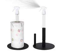 Porte-serviettes en papier avec flacon pulvérisateur en acier inoxydable pour comptoir d'une seule main - Support pour serviettes de cuisine avec base lestée antidérapante (noir)