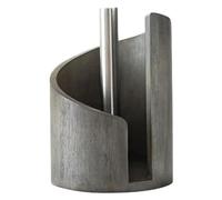 Porte-serviettes en papier de comptoir, porte-serviettes en papier, base ronde en bois et supports de tiges en métal, déchirement sans effort d'une seule main pour cuisine et salle bain, gris