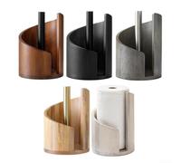 Porte-serviettes en papier de comptoir pour grands rouleaux (D est gris) | Base en bois naturel, déchirure à une main, design vertical, s'adapte aux rouleaux géants, décoration de cuisine rustique