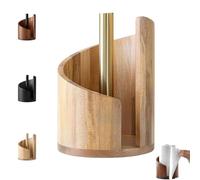 Porte-serviettes en papier de montagne avec base ronde en bois de manguier et support en fer, déchirement sans effort d'une seule main, peut contenir des rouleaux géants et méga pour la Natural Wood
