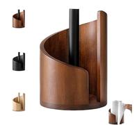 Porte-serviettes en papier de montagne avec base ronde en bois de manguier et support en fer, déchirement sans effort d'une seule main, peut contenir des rouleaux géants et méga pour la cuisine Brown