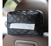 Porte-serviettes en papier de voiture à motif à carreaux pour tableaux de bord et appuie-têtes de véhicule, matériau en cuir pour un rangement durable et propre (C)