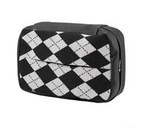 Porte-serviettes en papier de voiture pour utilisation en véhicule - Organiseur mural multifonction avec finition en cuir synthétique, motif à carreaux noirs et blancs, convient pour tableau de bord