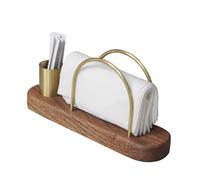 Porte-serviettes en papier en laiton et noyer, 2 en 1, organiseur de cure-dents for restaurants, commerciaux, rétro, hot pot, ensemble de table Porte-serviettes(203 * 55 * 98mm)