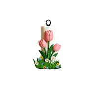 Porte-serviettes en papier floral avec base en bois autoportant | Design autonome avec une base en bois massif et un poteau lisse - pas de perçage ou de montage mural nécessaire.
