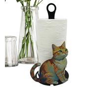 Porte-serviettes en papier - motif chat, matériau en fer, stabilité debout, finition laquée | Porte-serviettes fonctionnel, dessus de table, cuisine, salle de bain, salle à manger, appartement, campin