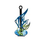 Porte-serviettes en papier poisson, de comptoir en bois avec détails d ' algues, de rouleau de table de 10, 15 pouces pour table à manger et décoration de cuisine