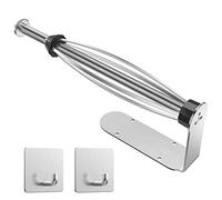 Porte-Serviettes en Papier sous Armoire + Crochets pour Peignoirs, utilisable à Une Seule Main sous l'armoire, Support Mural adhésif pour Salle de Bain et Cuisine (argenté)