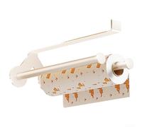 Porte-serviettes en papier sous étagère avec montage mural et plafond pour cuisine et salle de bain, design compact avec matériaux en aluminium et ABS (blanc lait)
