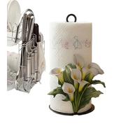 Porte-serviettes En Papier Sur Pied - Organisateur De Rouleaux De Mouchoirs 13 X 25,5, Porte-serviettes En Papier Décoratif Avec Motif De Fleurs 2D Pour La Maison, L'appartement, La Zone De Lavage Des