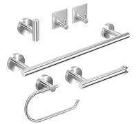 Porte-serviettes Ensemble de matériel de salle de bain - fixé au mur, barre de serviette de bain de 40 cm + 2 porte-papier hygiénique + 3 porte-peignoir, kit d'accessoires de salle de bain robuste