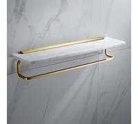 Porte-serviettes Lumière en Marbre Naturel Espace Aluminium Brossé Or Serviette Rail Stand Rails, Porte-Brosse de Toilette, Porte-Papier, Matériel Salle De Bain/Étagères 30cm avec