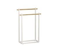 Porte serviettes métal blanc 2 barres bambou