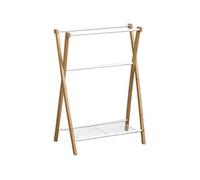 Porte serviettes métal et bambou 3 barres blanc
