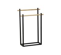 Porte serviettes métal noir 2 barres bambou