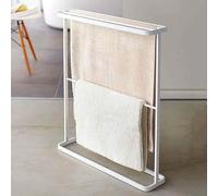 Porte-serviettes moderne sur pied avec 5 rails pour petites salles de bains, cuisines et hôtels, blanc (63 x 18 x 76 cm)