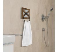 Porte-serviettes Mucola Anneau porte-serviettes MarronRond Porte-serviettes Vintage Barre porte-serviettes Bois massif Galvanisé Gris Console de lavabo