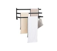 IDMarket - Porte-Serviettes Mural 3 Niveaux Dallas métal Noir Design Industriel