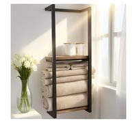 Porte-Serviettes Mural À 2 Niveaux, Sèche Serviette De Salle De Bain, Support De Rangement Multifonction pour Salle De Bain (Noir)