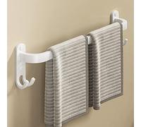 Porte-serviettes mural à 3 niveaux - Sans perçage - En aluminium - Économie d'espace - Avec 2 crochets - Pour salle de bain, cuisine, hôtel - Noir - 80 cm