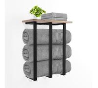 Porte-Serviettes Mural avec étagère, Rangement de Serviettes de Salle de Bain pour Serviettes roulées, Organisateur Parfait pour Les Petites salles de Bains, 3 Barres en Fer Robustes et supporte Un