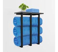 Porte-Serviettes Mural avec étagère, Rangement de Serviettes de Salle de Bain pour Serviettes roulées, Organisateur Parfait pour Les Petites salles de Bains, 3 Barres en Fer Robustes et supporte Un