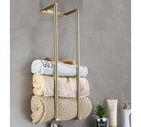 Porte-serviettes mural en acier inoxydable pour salle de bain, peut contenir 6 draps de bain et serviettes à main (doré)