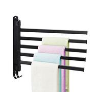 Porte-serviettes mural rotatif à 180 degrés en aluminium à 5 bras en acier inoxydable pour salle de bain - Économie d'espace - Design moderne et durable