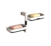 Porte-serviettes mural rotatif pliable avec boîte à savon multicouche et plateau pour tasse offrant un espace de rangement efficace pour salle de bain (deux couches)