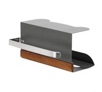 Porte-serviettes mural sous évier sans perçage - Porte silencieuse - Économie d'espace - Rangement pour armoire de salle de bain - En acier inoxydable et carbone - 25,8 x 13,5 x 18 cm