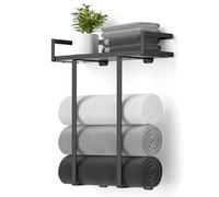 Porte-Serviettes Mural Xstydes en métal avec étagère en Bois pour Grandes Serviettes, Rangement de Serviettes pour Petite Salle de Bain, décoration ou Camping