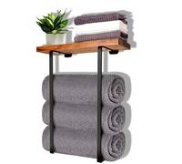 Porte-Serviettes Murale Range Serviette avec étagère Rangement cosmétique pour Salle de Bain pour Grandes Serviettes Pliées Roulées