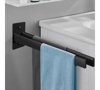 Porte-Serviettes Noir en Acier Inoxydable, Double Porte Serviette Adhésif à Deux Bras Support Mural pour Salle de Bain Ou Cuisine,Deux Options de Montage，39 X 10 X 5CM