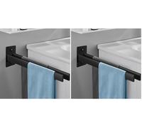 Porte-Serviettes Noir en Acier Inoxydable, Double Porte Serviette Adhésif à Deux Bras Support Mural pour Salle de Bain Ou Cuisine,Deux Options de Montage，39 X 10 X 5CM (Lot de 2)