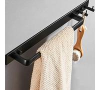 Porte-serviettes noir en aluminium avec coins arrondis lisses pour serviettes de bain, barre simple avec crochets, barre porte-serviette/noir/60 cm pour poursuivre le bonheur