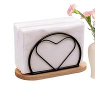 Porte-serviettes papier - Base fer et bois cœur - Décor pour bureau avec porte-serviette de table | pour intérieur maison chambre salon étagère bureau hôtel restaurant