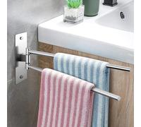 Porte-Serviettes pivotant, Porte Serviette Salle De Bain sans Percage, Gain de Place - Support Mural pour Serviettes - Double Barre pivotante pour Salle de Cuisine