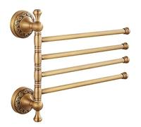 Porte-Serviettes pivotant pour Salle de Bain, Bronze Antique, Pliable à 4 Bras, Porte-Serviettes pour Linge, Support Mural pour économiser de l'espace, Motif sculpté