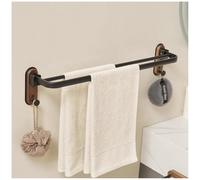 Porte-serviettes pliable à 90° vers le haut, aluminium et bois massif, porte-serviettes à 2 montants, utilisation humide/sèche, crochets imperméables pour serviettes, idéal pour les salles de bain