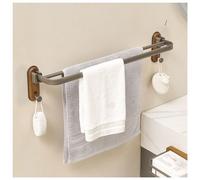 Porte-serviettes pliable réglable à 90°, aluminium et bois massif, porte-serviettes à 2 bras, étanche pour serviettes humides/sèches, idéal pour les salles de bains, design compact