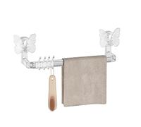 Porte-Serviettes, Porte-Serviettes à Ventouse, Porte-Serviettes Mural for Salle de Bain, Porte-Serviettes Flexible avec Ventouse et Crochet, Design Papillon innovant(Transparent,42x7x12vm)