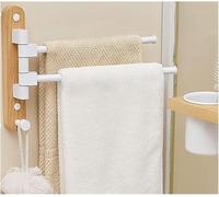 Porte-Serviettes Porte-Serviettes Barre Porte-Serviettes Balançoire De Salle De Bain, Porte-Serviettes Pivotant en Acier Inoxydable Support Pivotant Mural avec Crochets Rotation, White, 2-Rods