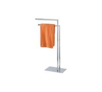 Wenko Porte-serviettes sur pied Recco - 2 barres, socle carré lesté, acier chromé - Argent brillant
