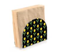 Porte-serviettes pour table - Distributeur de serviettes en papier - Tulipe jaune - Noir - Sur pied - Décoration en acrylique - Pour cuisine et salle de bain